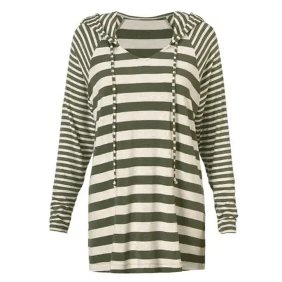Cabi Playoff Hoodie Olive Stripe Women's S - Picture 1 of 10